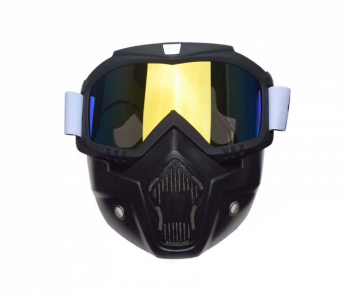 Ochelari motocross/atv/enduro Unit, model masca, culoare rama negru, lentila oglinda aurie [2]