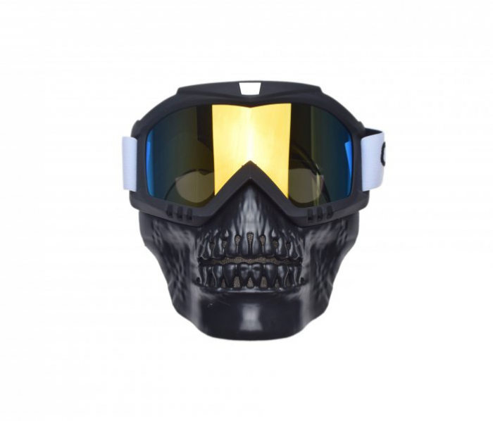 Ochelari motocross/atv/enduro Unit, model masca craniu, culoare rama negru, lentila oglinda aurie [2]