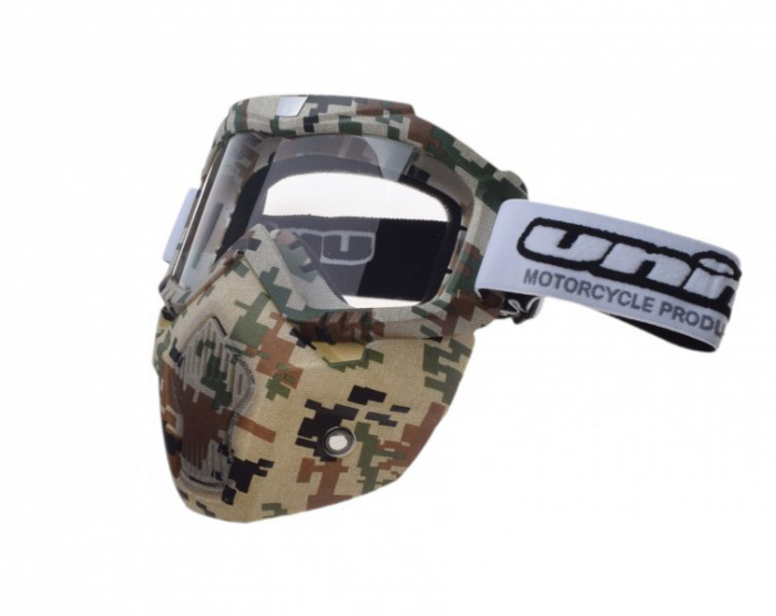 Ochelari motocross atv enduro Unit, model masca, lentila clara, culoare rama army