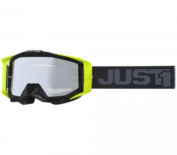 Ochelari motocross atv Just1 Iris 2.0 Track, sticla tip oglinda, culoare negru galben flourescent