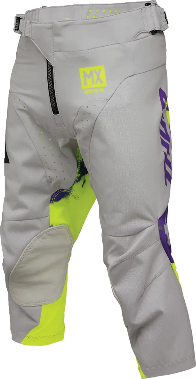 Pantaloni atv/cross copii Thor Launchmode Bleach, culoare gri/verde fluo, marime 24 [3]