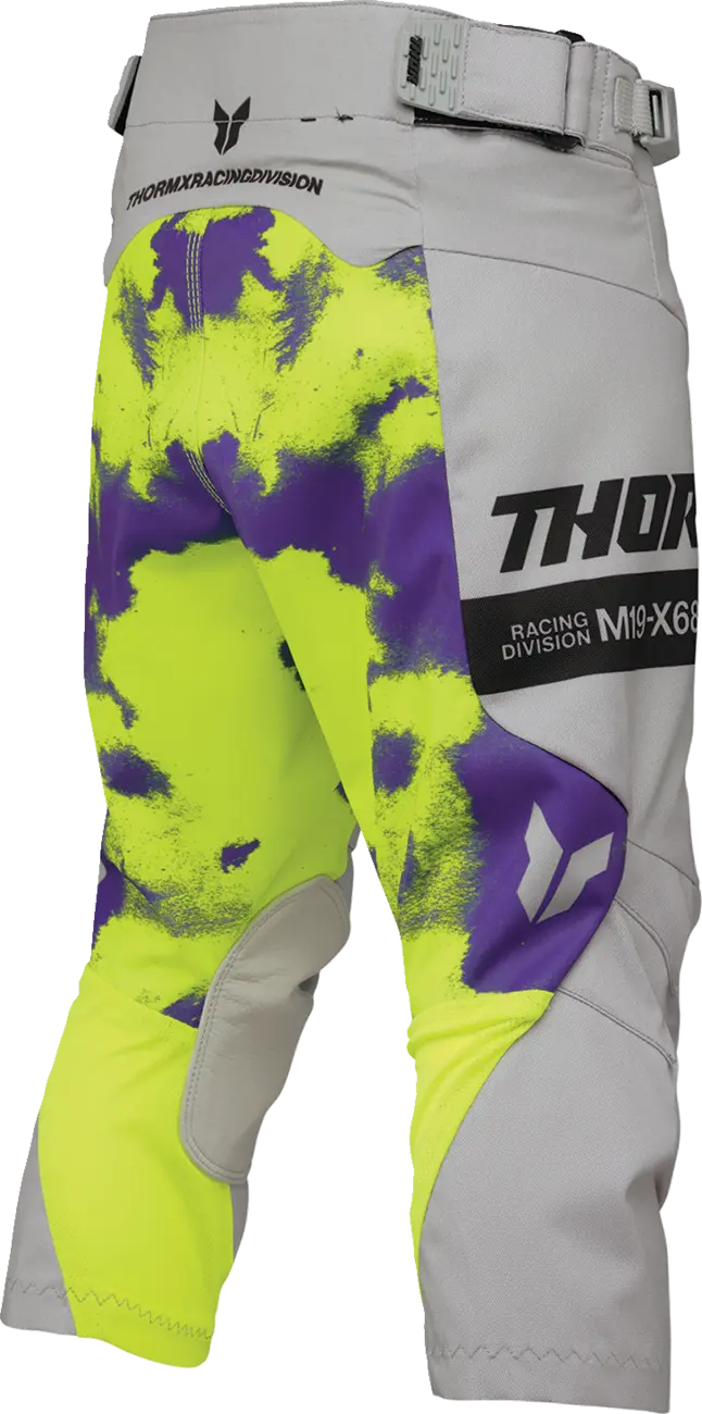 Pantaloni atv/cross copii Thor Launchmode Bleach, culoare gri/verde fluo, marime 24 [2]
