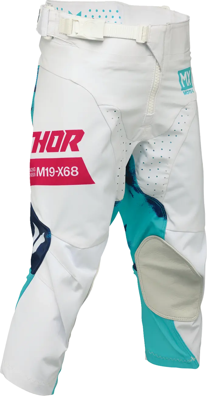 Pantaloni atv cross copii Thor Launchmode Bleach, culoare alb turcoaz, marime 22