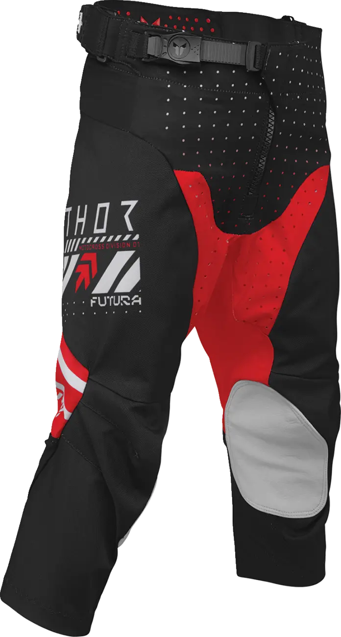 Pantaloni atv cross copii Thor Launchmode Futura, culoare negru rosu, marime 28
