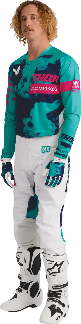 Pantaloni atv/cross Thor Launchmode Bleach, culoare alb/turcoaz, marime 30 [5]