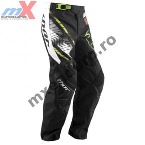 Pantaloni motocross copii Thor Phase Pro Circuit culoare negru alb marime 28