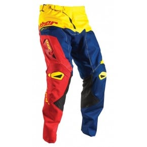 Pantaloni motocross Thor Fuse Pinin culoare albastru rosu galben marime 36