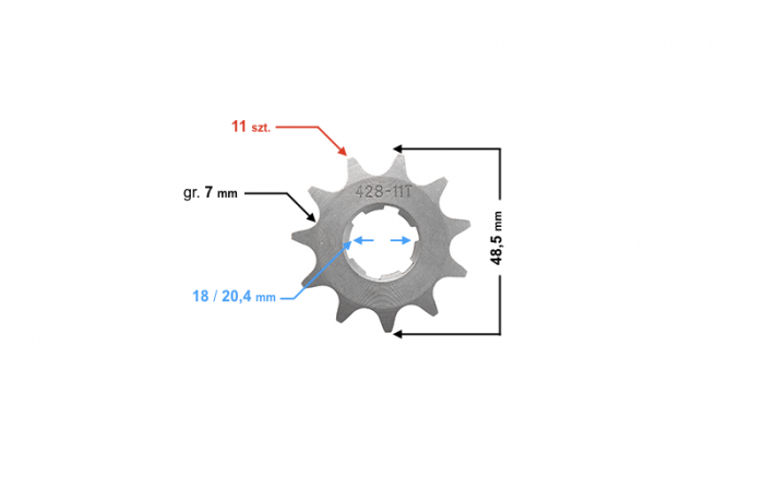 Pinion fata 11/428 pentru ATV/moto china [2]