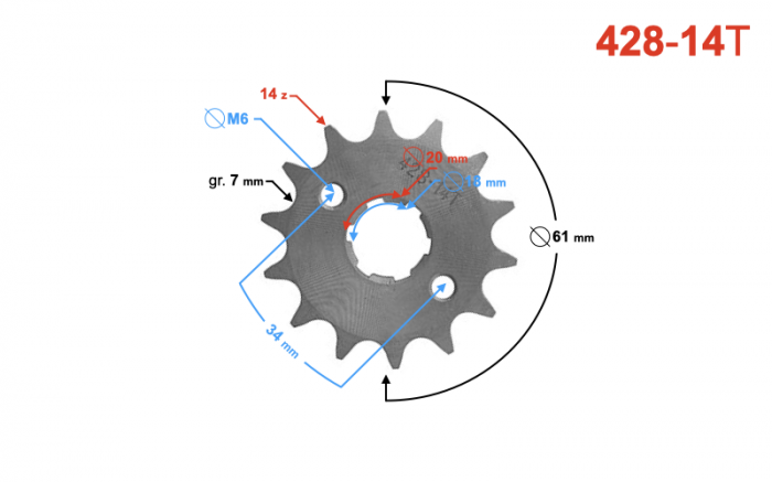 Pinion fata 14/428 pentru TZ125 [2]