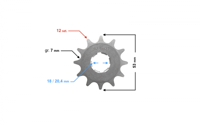 Pinion fata ATV 200cc,12 dinti, pas 428 [2]
