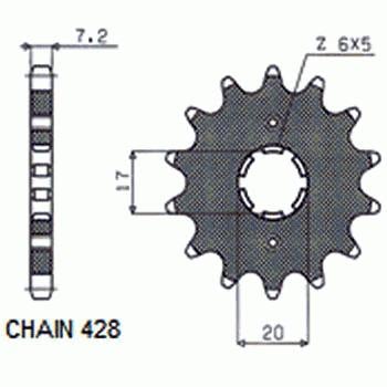 Pinion fata Honda CBR 125 250, 2004-2015, 15 dinti, pas 428, SunStar