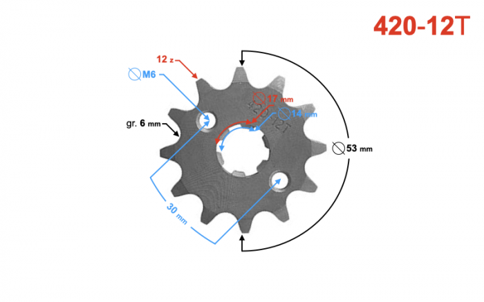 Pinion fata transmisie 12 dinti, pas 420 [2]