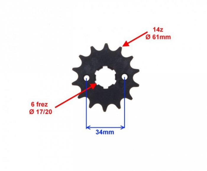 Pinion fata transmisie, 14 dinti, pas 428H, 154Fmi [2]