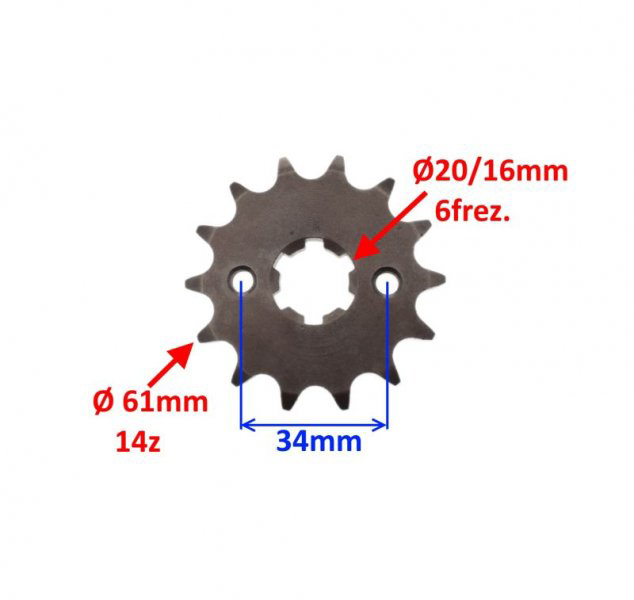 Pinion fata transmisie si siguranta 14 dinti, pas 428, Yamaha YBR 125 [2]