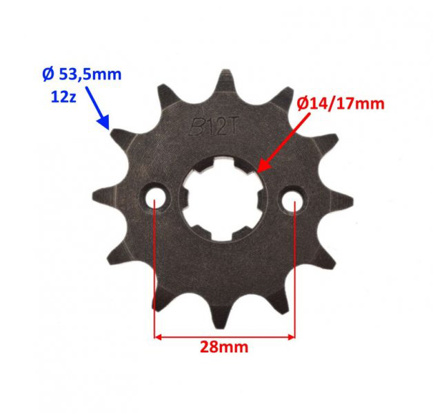 Pinion fata transmisie si siguranta moto/cross, 12 dinti, pas 428 [2]