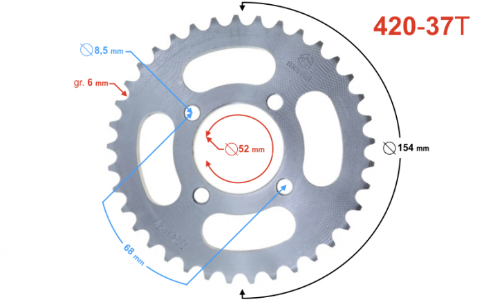 Pinion spate 37 dinti, pas 420, cross 110/125 [2]