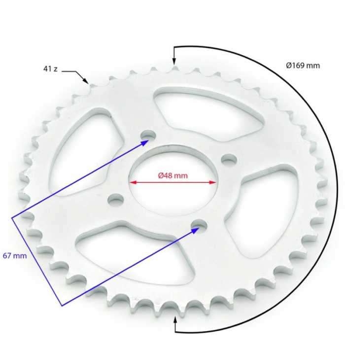 Pinion transmisie spate 428 QUAD ATV 125cc, 41Z, 1+1 [2]