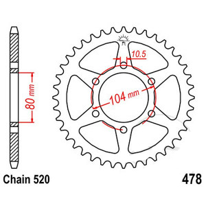 Pinion spate 38 dinti, pas 520 [2]