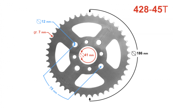 Pinion spate 45/428 pentru ATV 200 [2]