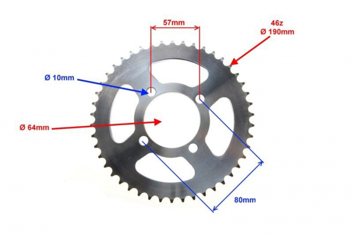 Pinion spate, 46 dinti, pas 428, Py-5 [2]