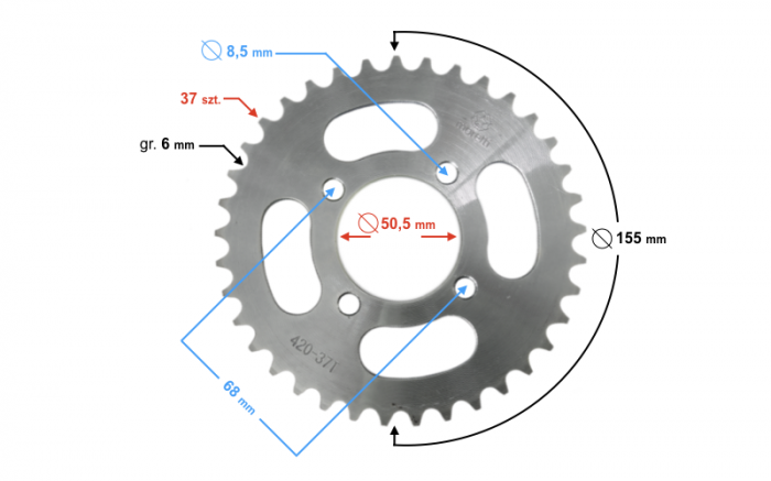 Pinion spate ATV 110/125, 37 dinti, pas 420 [2]