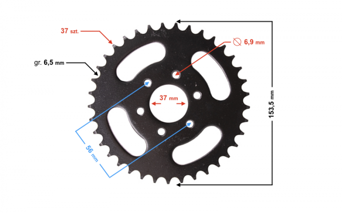 Pinion spate ATV 110/125, 37 dinti, pas 428 [2]
