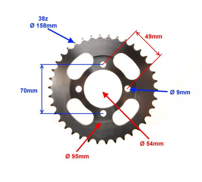 Pinion spate moto/atv, 38 dinti, pas 428 [2]