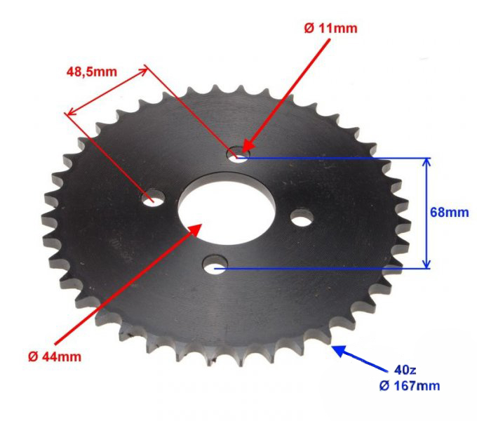 Pinion spate, pas 428, 40 dinti, SHINERAY ATV150, grosime 7.3mm [2]
