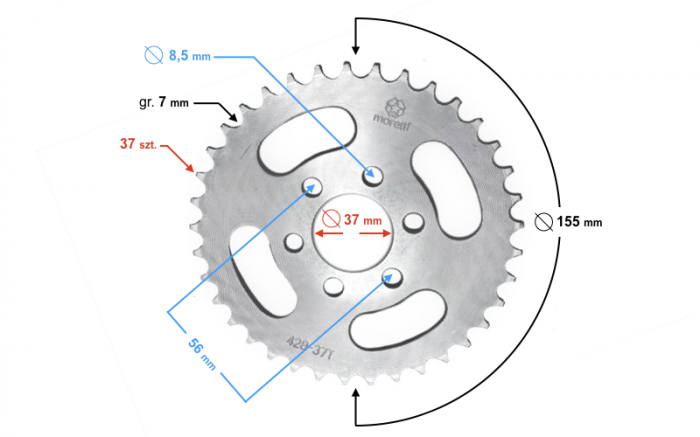 Pinion spate transmisie 37dinti, pas 428 [2]