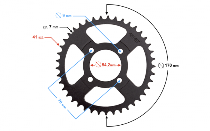 Pinion spate transmisie 41 dinti, pas 428 [2]