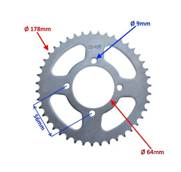 Pinion spate transmisie 43 dinti, pas 428, Yamaha Ybr 125 [2]