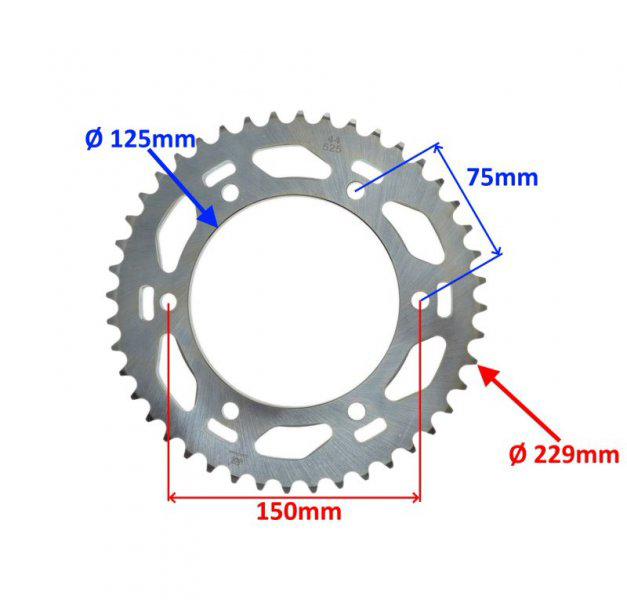 Pinion spate transmisie 44 dinti, pas 525, Benelli Trk 502X [2]