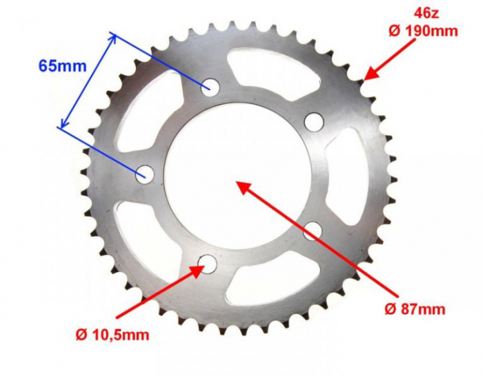 Pinion spate transmisie, 46 dinti, pas 428 Cpi Qm125-2D 125 [2]