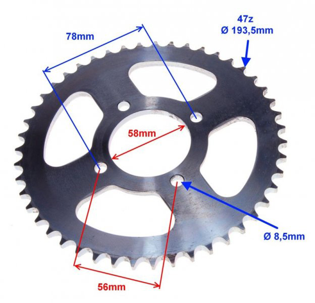 Pinion spate transmisie, 47 dinti, pas 428 [2]