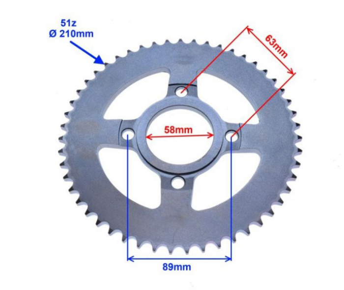 Pinion spate transmisie, 51 dinti pas 428, Romet Crs50/125 [3]
