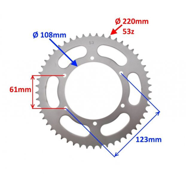 Pinion spate transmisie, 53 dinti, pas 420, Derbi Senda [2]