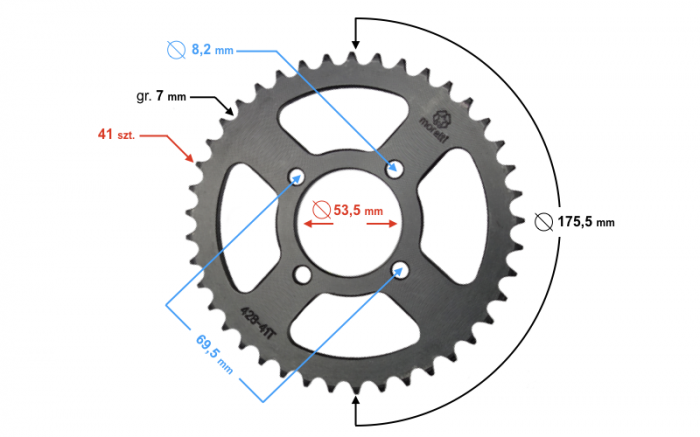 Pinion spate transmisie pas 428, 41 dinti [2]