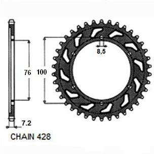 Pinion spate Yamaha YZF125R, 2008-2017, 48 dinti, pas 428, SunStar