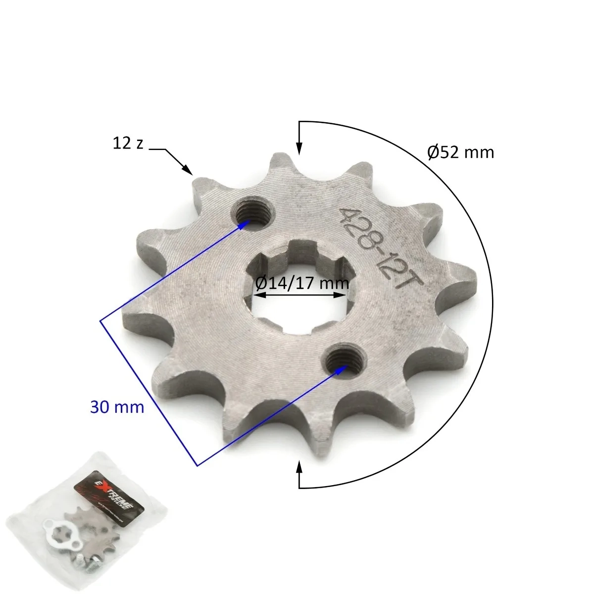 Pinion transmisie fata cross 110-125cc,pas428,12z,int.17mm [2]