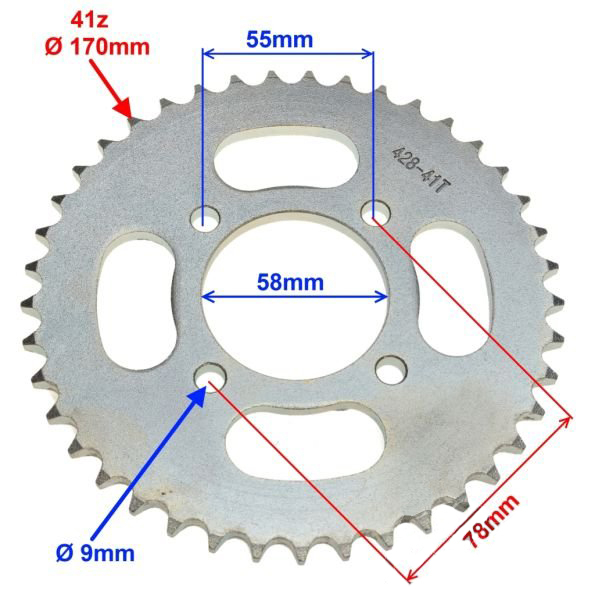 Pinion transmisie spate, 41 dinti, pas 428, Junak 901 [2]