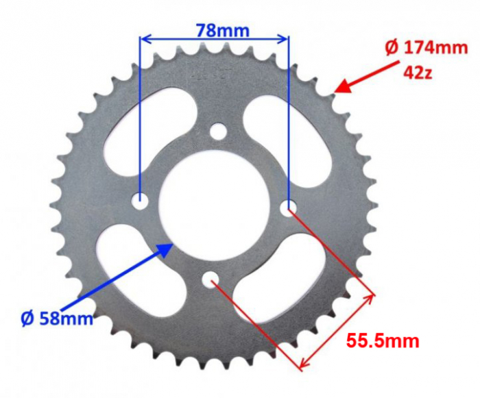 Pinion transmisie spate 42 dinti, pas 428, Suzuki GN125 [2]