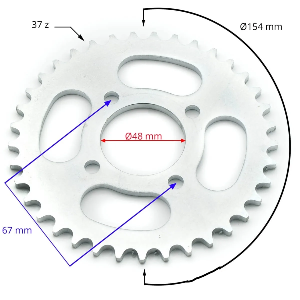 Pinion transmisie spate atv 110-125cc,pas428,37z [2]