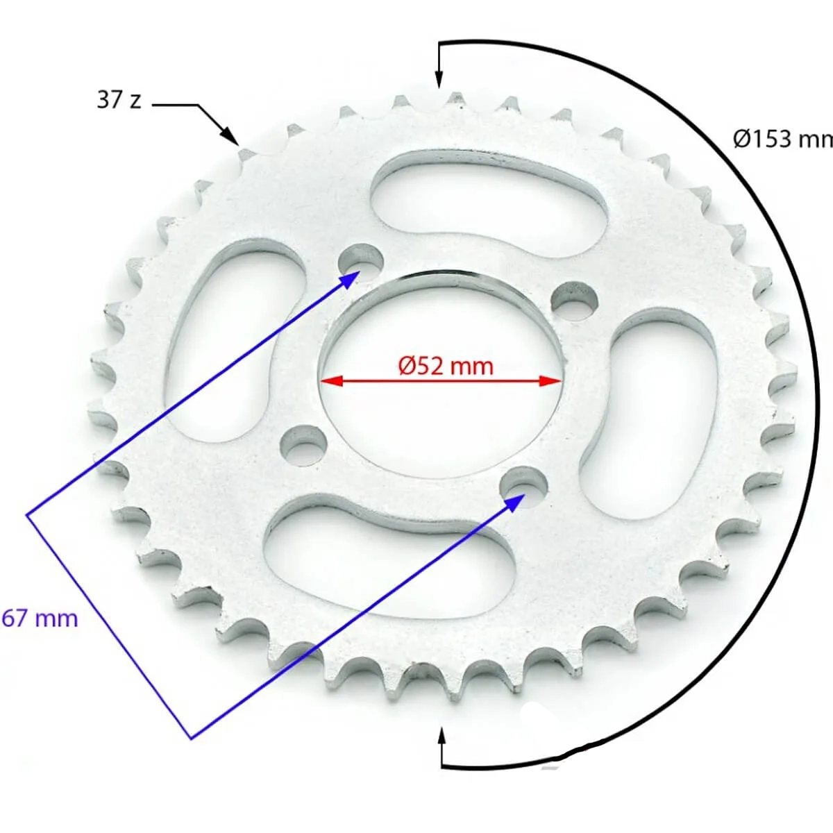 Pinion transmisie spate cross 110-125cc,pas428,37z [2]
