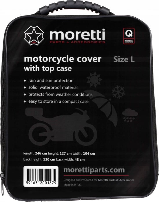 Prelata moto impermeabila, pentru motociclete cu top case, marime L