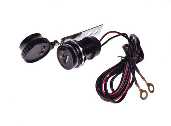 Priza moto + suport, 1 x USB + afisaj voltaj [2]