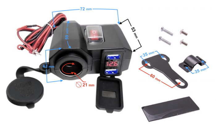Priza moto USB, montaj pe ghidon [3]