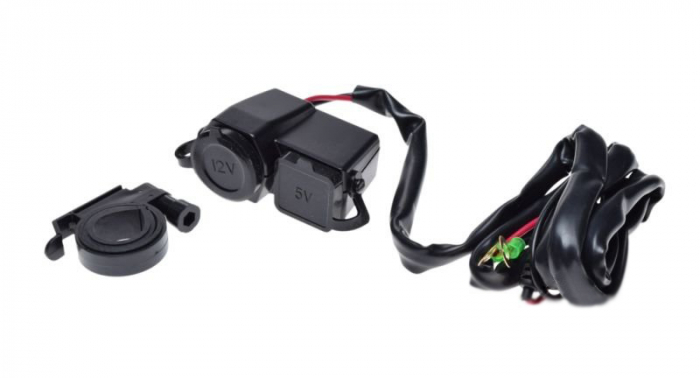 Priza + suport moto, 12v, 2 porturi usb [2]