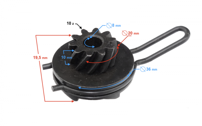 Rac cuplaj pornire scuter, 2T, 50cc, Ø8mm [3]