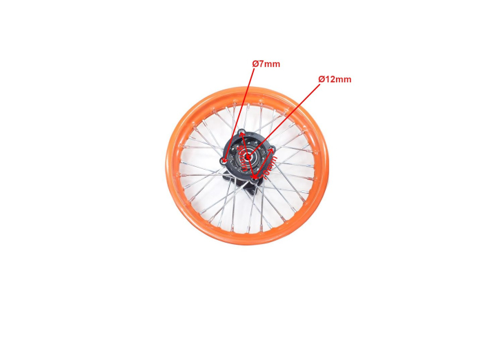 Roata completa spate cross 125cc, dimensiuni 1.85x12", culoare portocaliu [2]