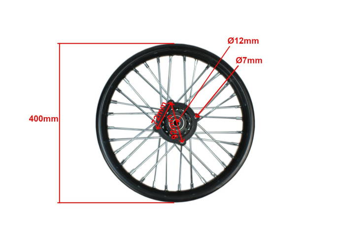 Roata completa spate 1.85x14" cross 125cc, culoare negru [5]